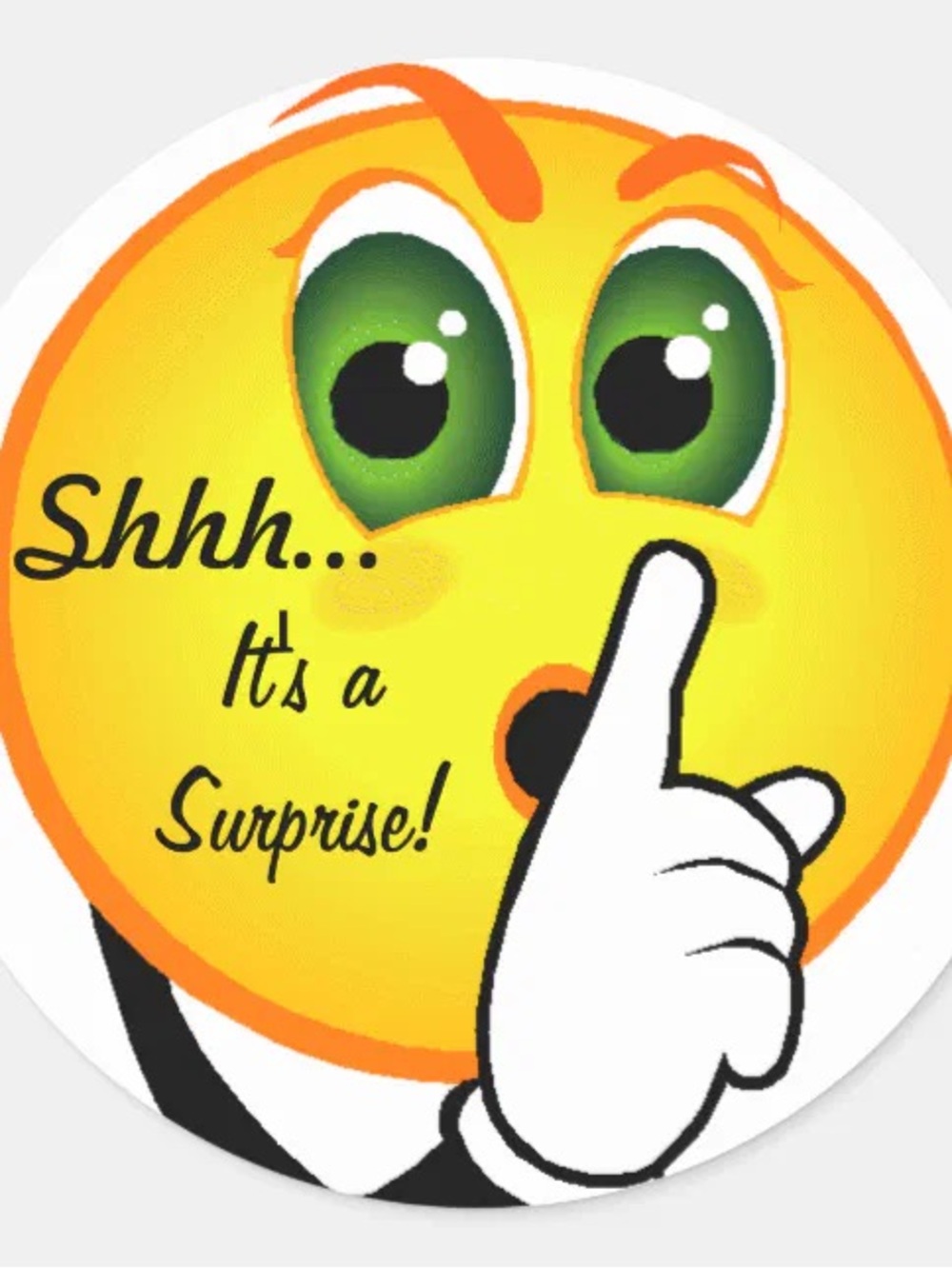 Yellow 'Shhh... It's a Surprise' Emoji Sticker